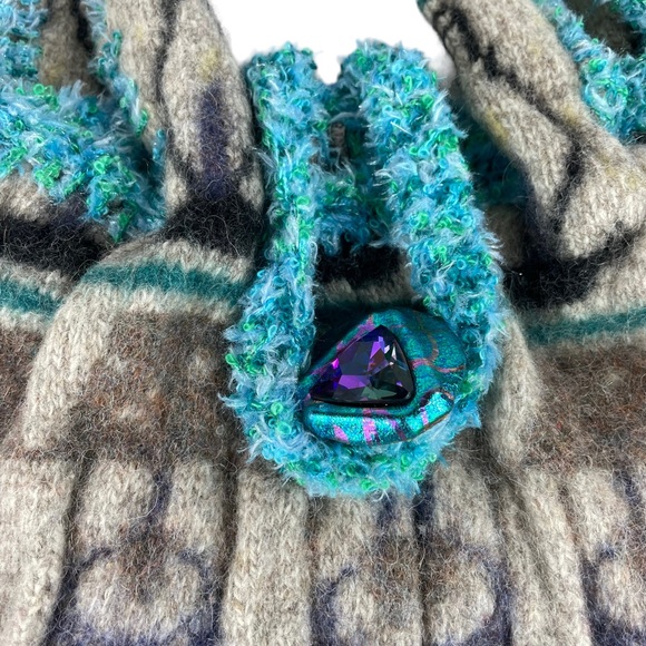 Handmade Wool Unique Shoulder Tote Bag Button Loop Amish Horse Buggy Carriage - Picture 4 of 13